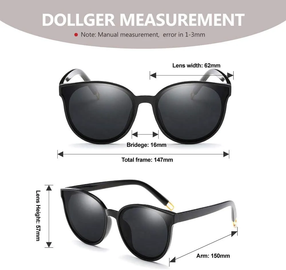 Polarized Oversized Sunglasses for Women Men Trendy Cateye Sun Glassses Retro Large Frame Shades Black