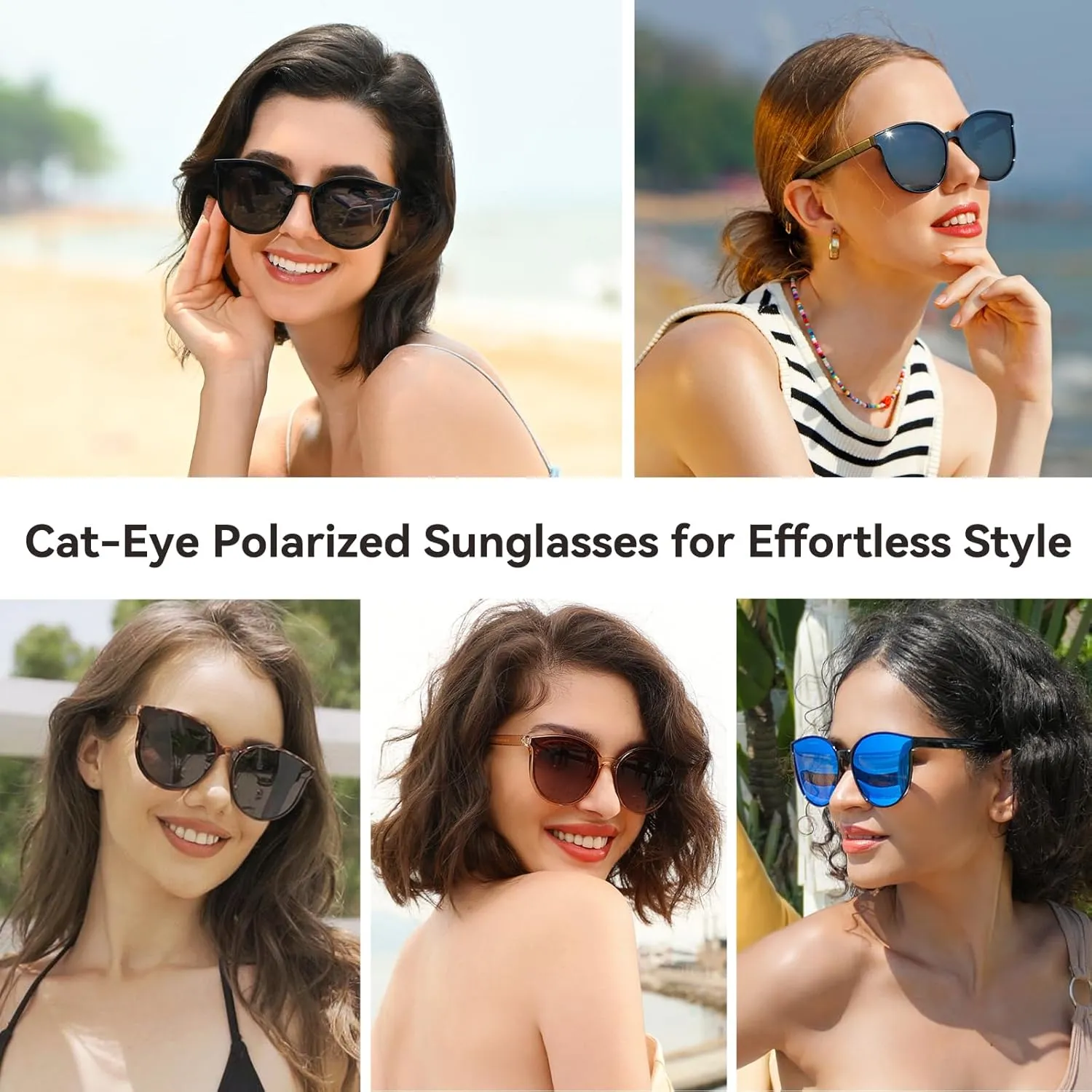 Polarized Oversized Sunglasses for Women Men Trendy Cateye Sun Glassses Retro Large Frame Shades Black