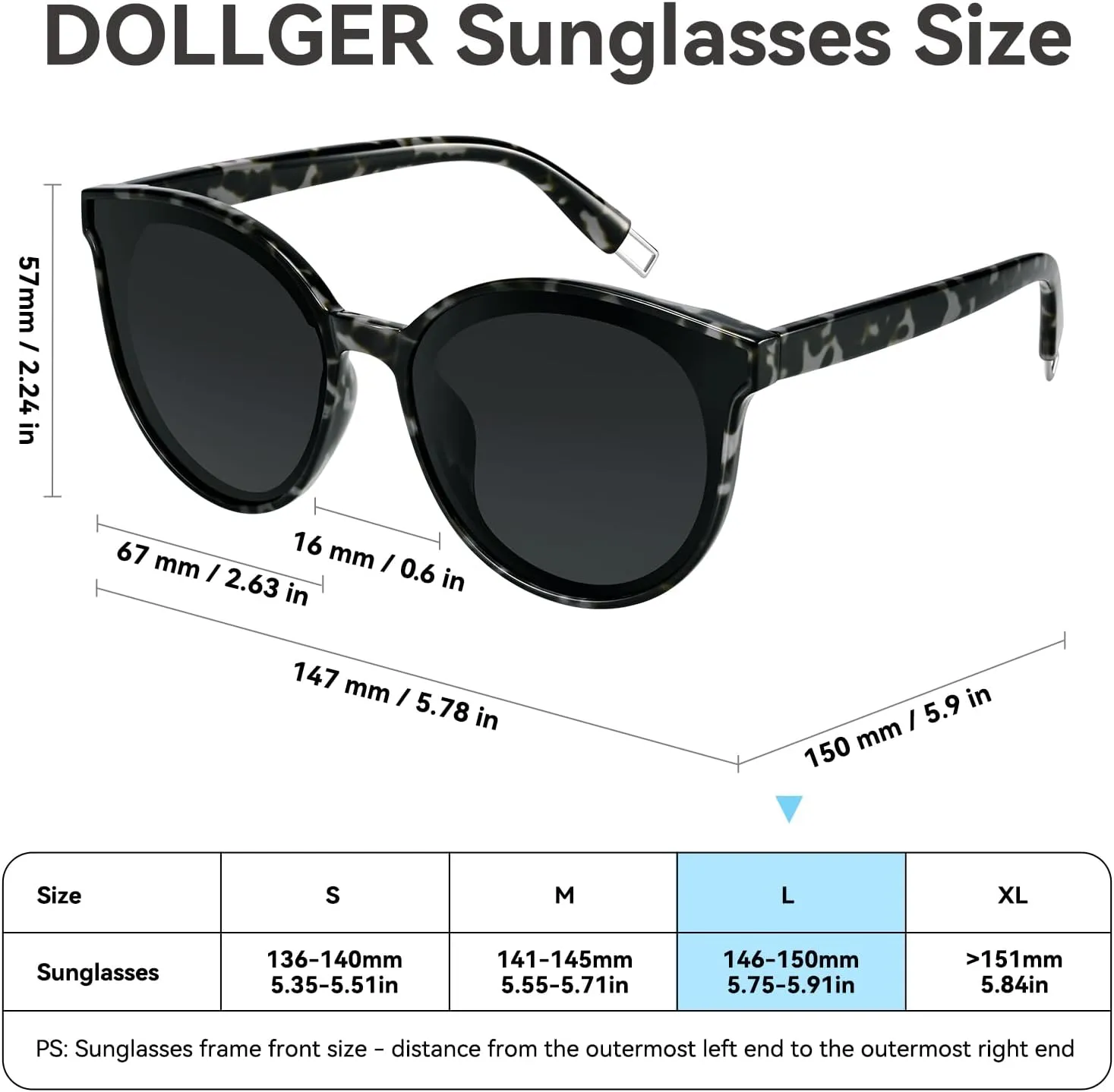 Polarized Oversized Sunglasses for Women Men Trendy Cateye Sun Glassses Retro Large Frame Shades Black