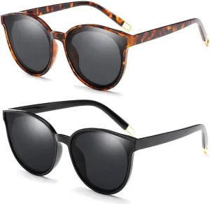 Polarized Oversized Sunglasses for Women Men Trendy Cateye Sun Glassses Retro Large Frame Shades Black
