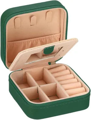 Portable Jewelry Box Travel Jewelry Case With Mirror Square Jewelry Organizer Box Small Jewelry Storage Box For Rings Earring (C)