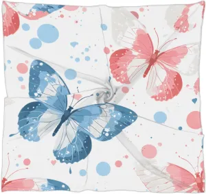 Pretty Butterfly Silk Scarf for Women 23.6x23.6" Satin Head Scarf