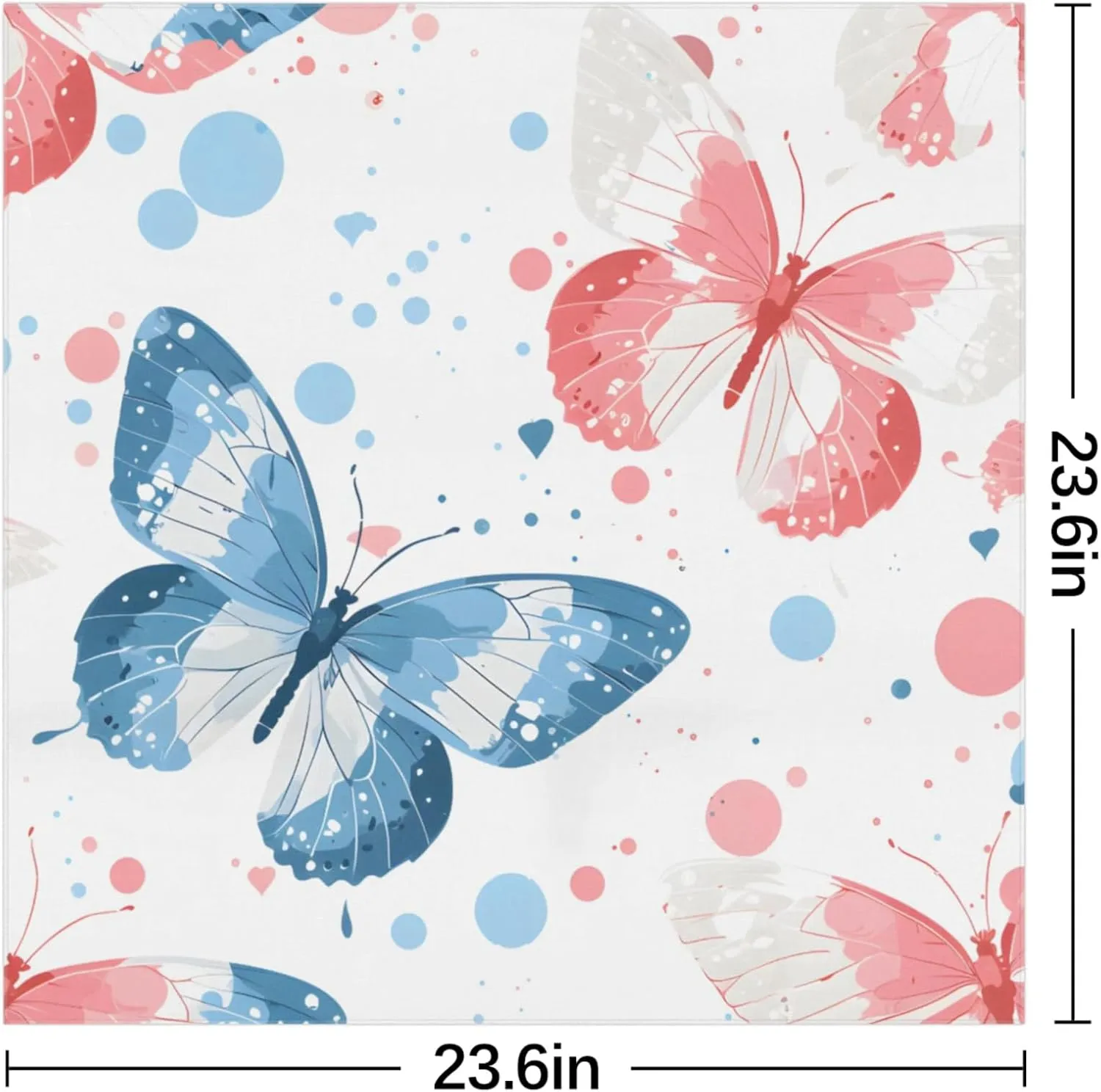 Pretty Butterfly Silk Scarf for Women 23.6x23.6" Satin Head Scarf