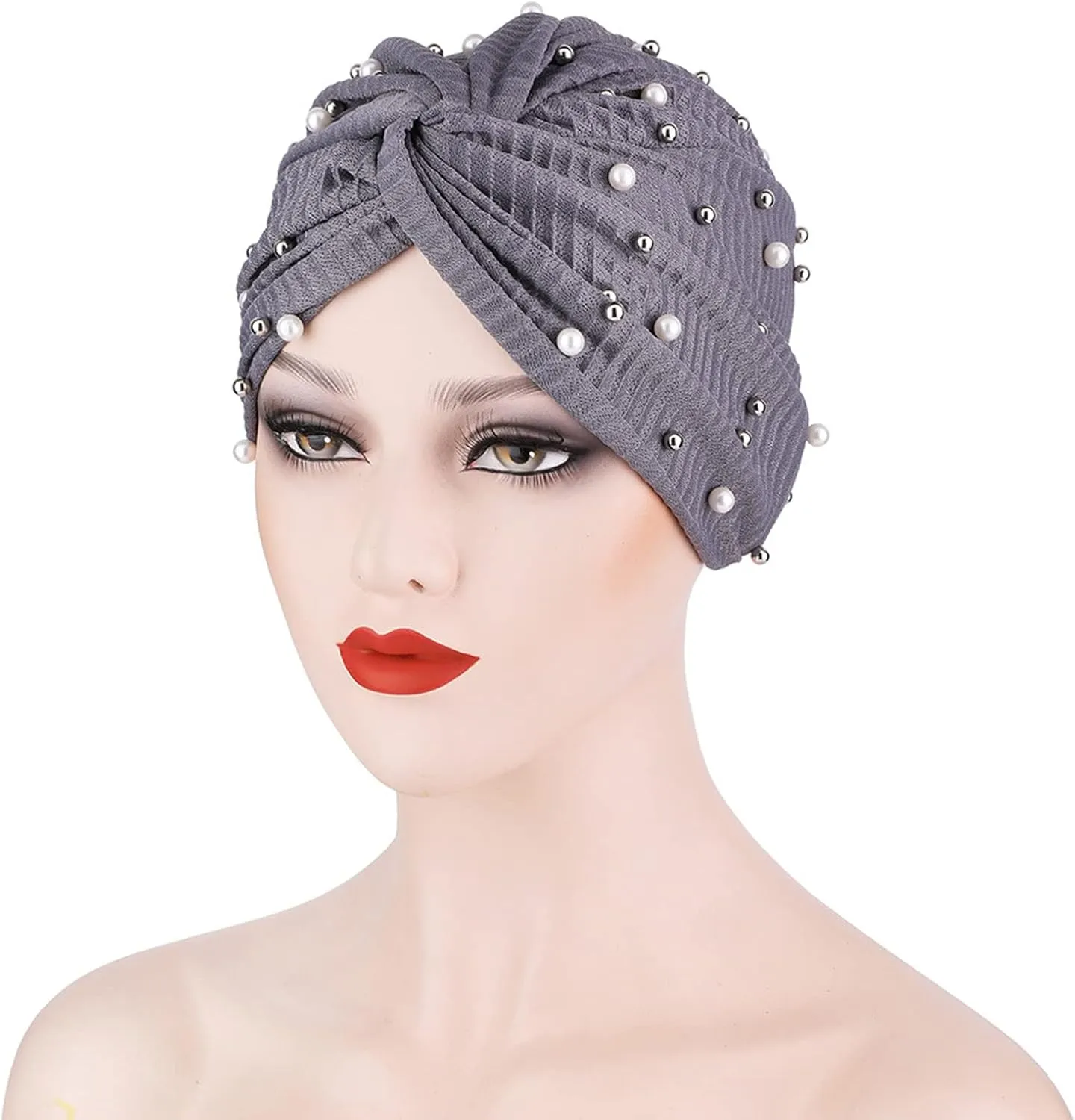Quick Drying Caps for Ladies Womens Fashion Pure Pearl Headband Womens Elastic Headband Cap Headband (Grey, One Size)