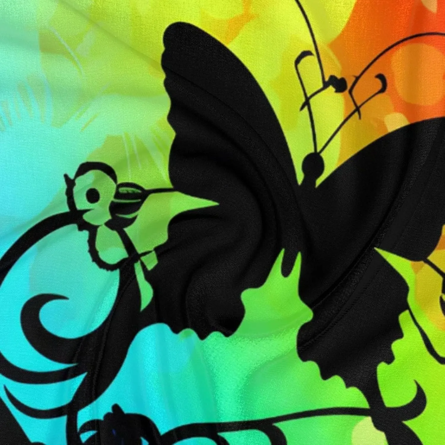 Rainbow Butterflies Silk Scarf for Women 23.6x23.6" Satin Head Scarf
