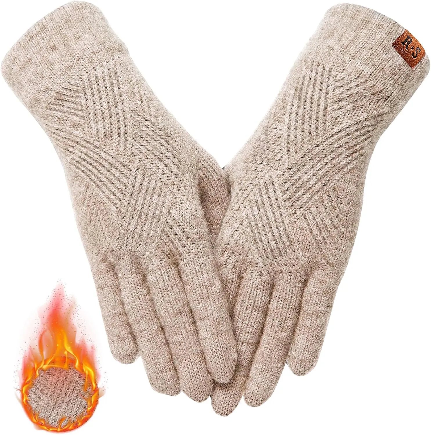 REACH STAR Winter Gloves for Women Touch Screen Elastic Thermal Knit Lining Warm Gloves for Cold Weather