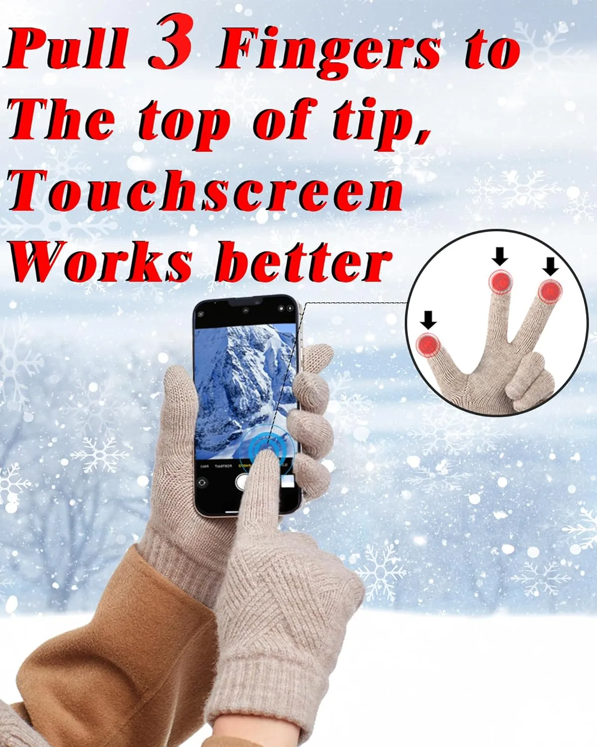 REACH STAR Winter Gloves for Women Touch Screen Elastic Thermal Knit Lining Warm Gloves for Cold Weather