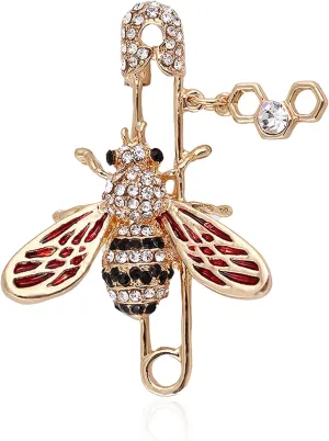 Rhinestone Bee Brooch Pins Women Enamel Crystal Insect apel Large Safety Pin