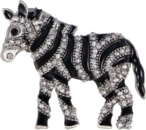 Rhinestone Horse Brooch Pin for Women Girls Men Crystal Gold Plated Fashion Unique Cute Animal Zebra Brooch Lucky Decoration Clothing Accessories Birthday Party Holiday Jewelry Gift