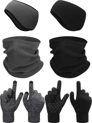SATINIOR 6 Pieces Ear Warmer Headband Warmer Face Mask Fleece Neck Gaiter Touch Screen Winter Knit Gloves for Men and Women