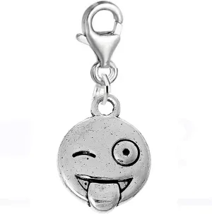 Sexy Sparkles Facial Expression Clip on Pendant for European Charm Jewelry with Lobster Clasp