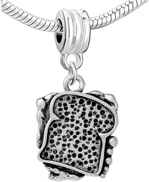 Sexy Sparkles Lunch Sandwich Dangle Charm Bead for Snake Chain Charm Bracelets
