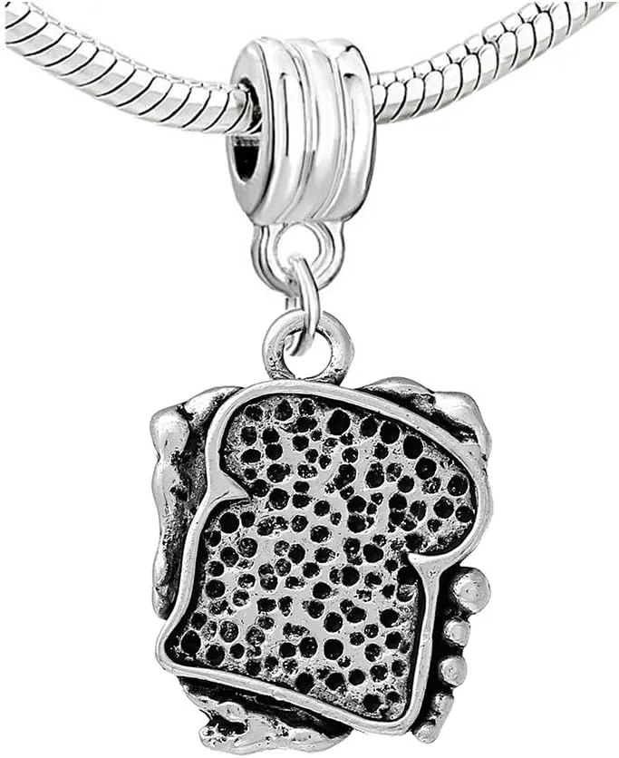 Sexy Sparkles Lunch Sandwich Dangle Charm Bead for Snake Chain Charm Bracelets