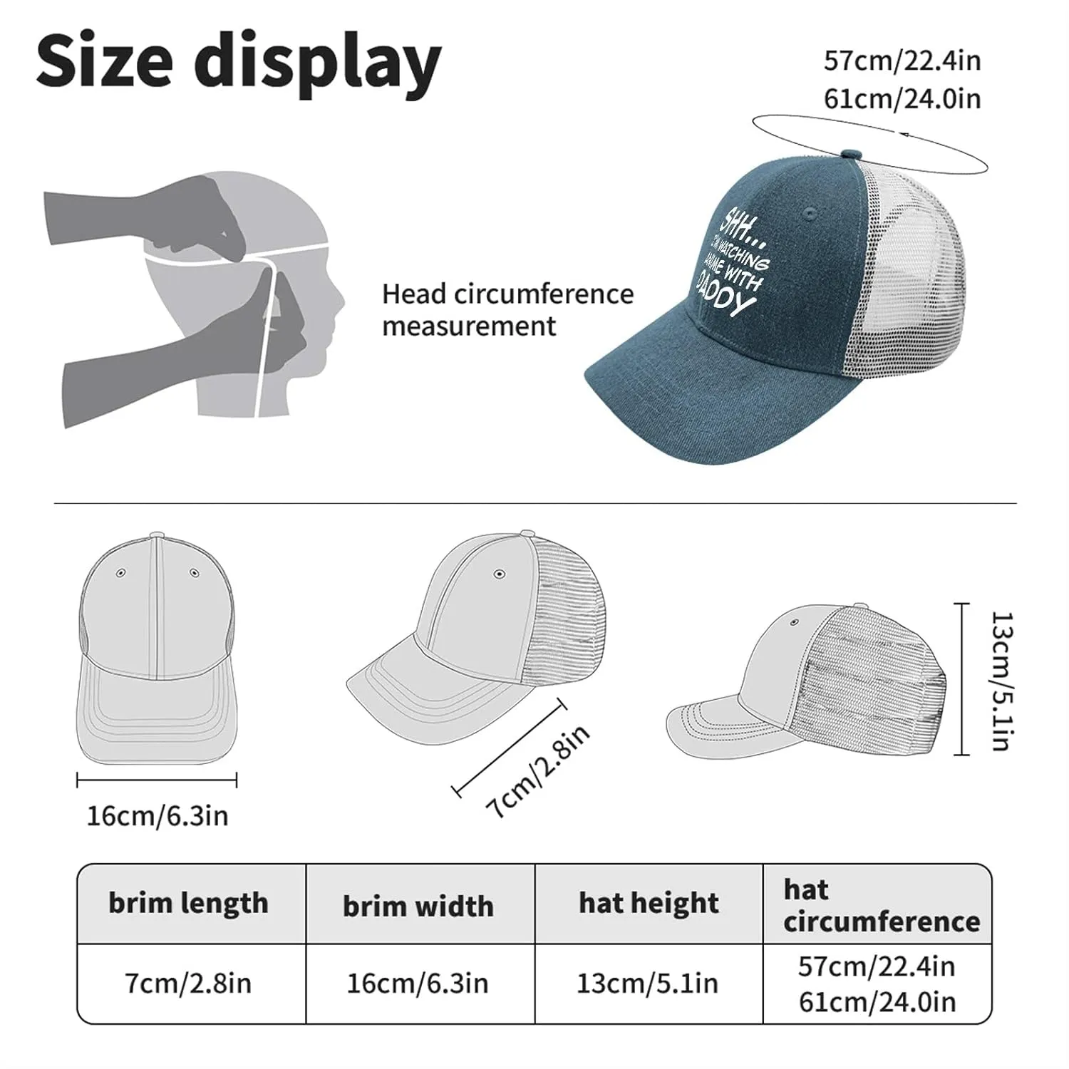 Shh Im Watching Anime with Daddy First Fathers Day Hat for Women Baseball Cap Vintage Washed