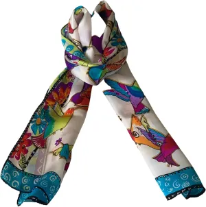 Silk Scarves Women's0 Mulberry Silk Scarves Pure Silk Long Cat Printed Scarf Head Scarf Headbands Scarves Art Print