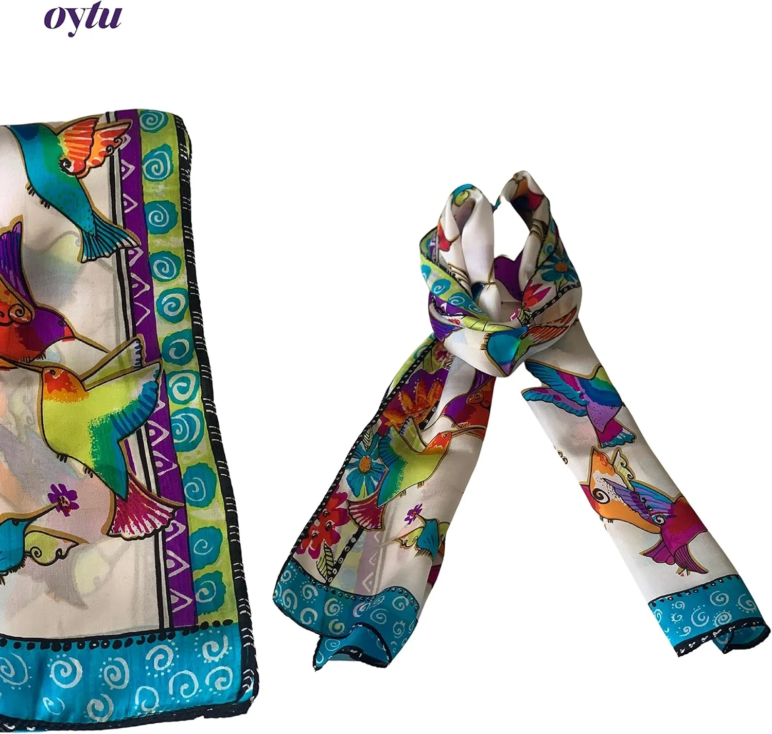 Silk Scarves Women's0 Mulberry Silk Scarves Pure Silk Long Cat Printed Scarf Head Scarf Headbands Scarves Art Print