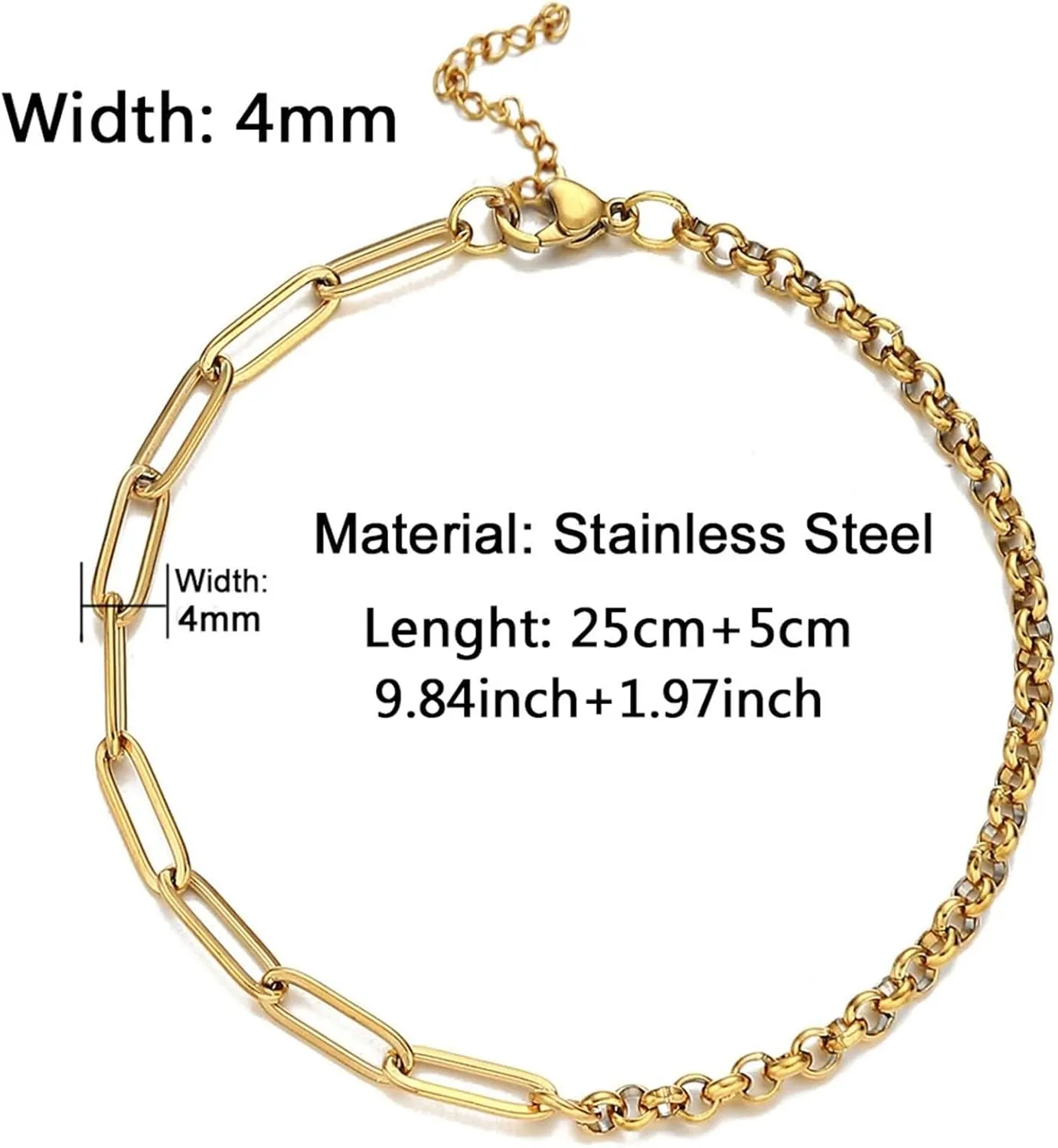 Silver Chain Anklets,Anklets Simple Chain Women's Anklets 11.81 inches Anklets Stainless Steel