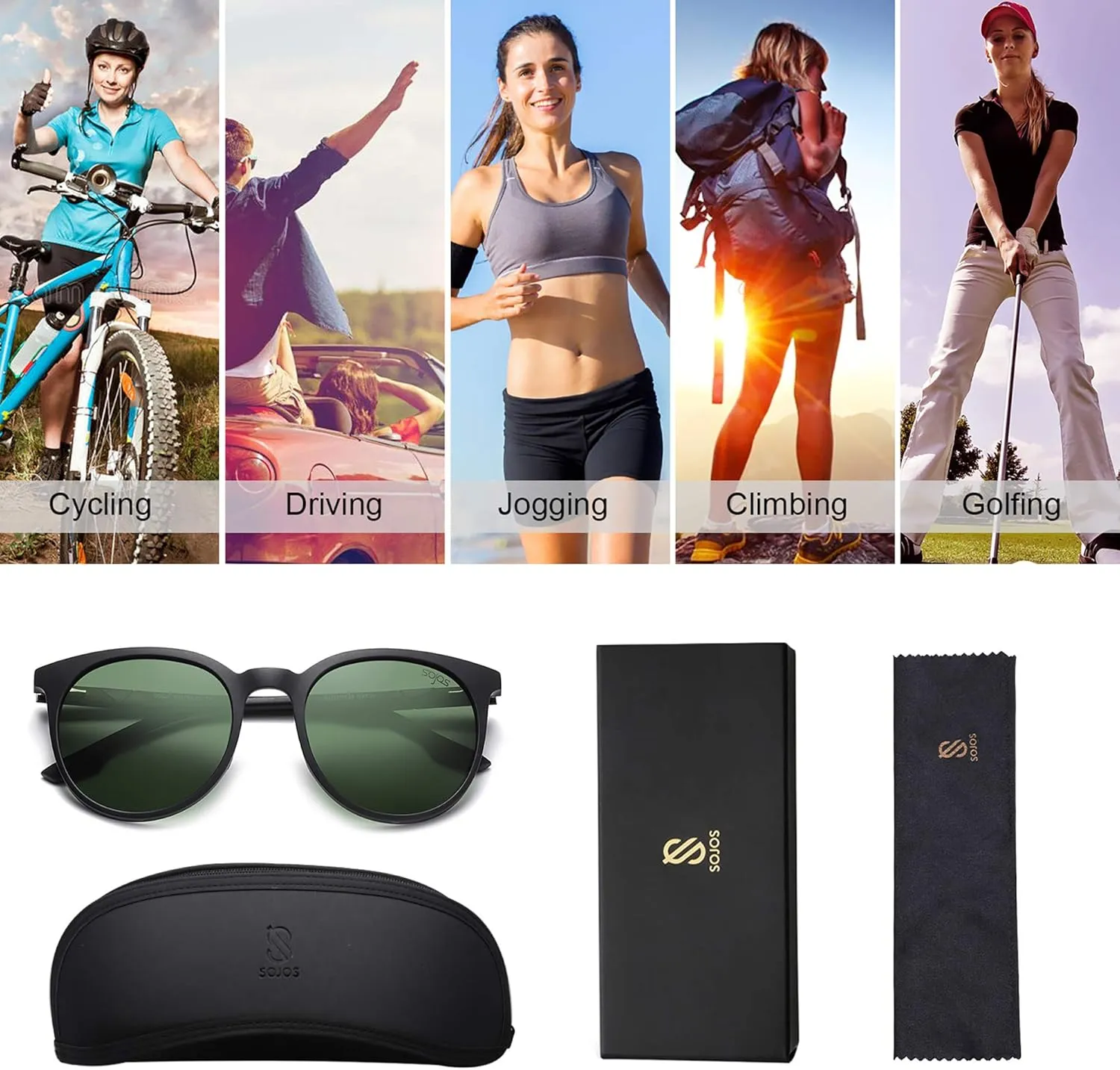 SOJOS Oversized Round Polarized Sports Sunglasses for Women Men, Ultralight TR90 Womens Mens Sport Sunglasses SJ2092