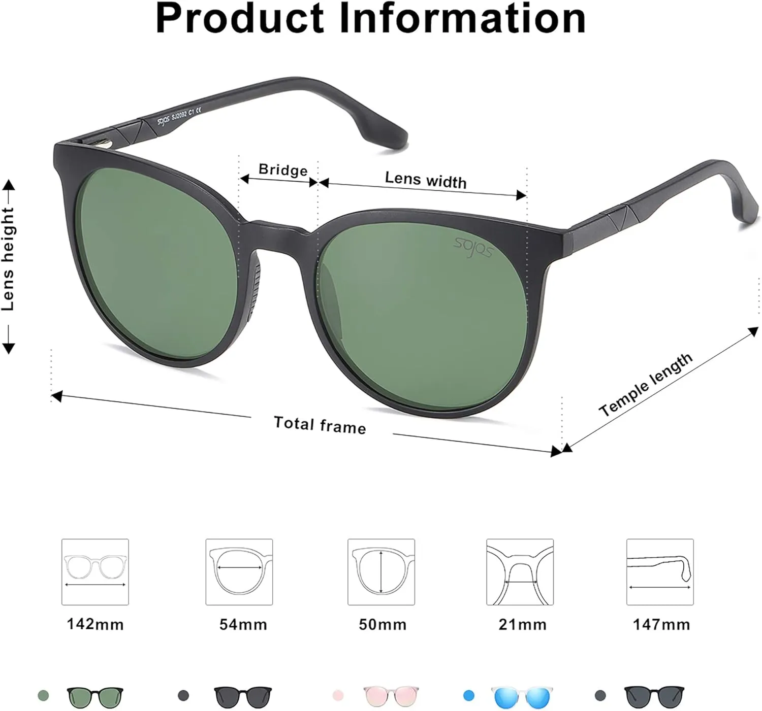 SOJOS Oversized Round Polarized Sports Sunglasses for Women Men, Ultralight TR90 Womens Mens Sport Sunglasses SJ2092