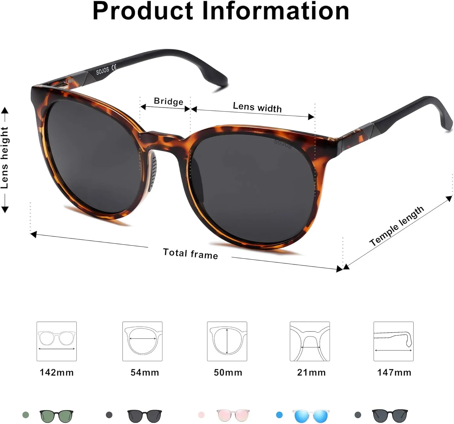 SOJOS Oversized Round Polarized Sports Sunglasses for Women Men, Ultralight TR90 Womens Mens Sport Sunglasses SJ2092
