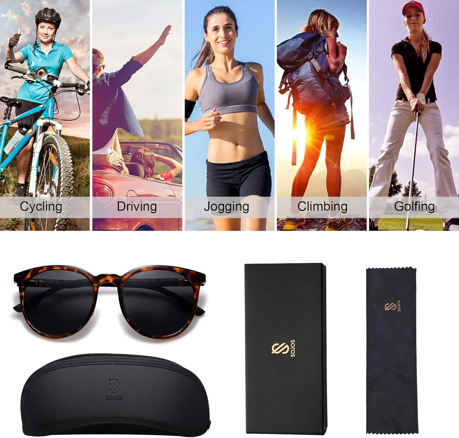 SOJOS Oversized Round Polarized Sports Sunglasses for Women Men, Ultralight TR90 Womens Mens Sport Sunglasses SJ2092