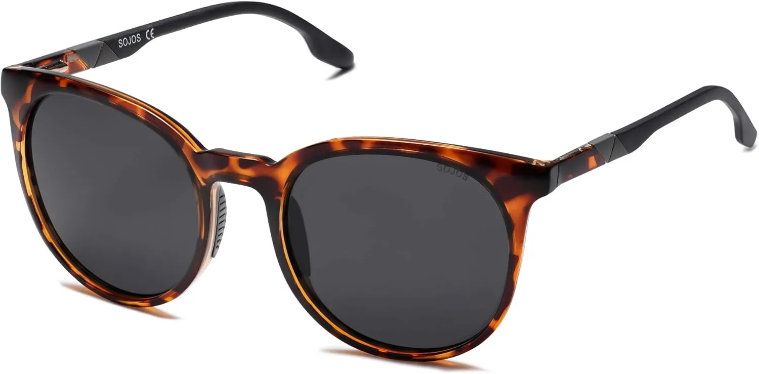 SOJOS Oversized Round Polarized Sports Sunglasses for Women Men, Ultralight TR90 Womens Mens Sport Sunglasses SJ2092