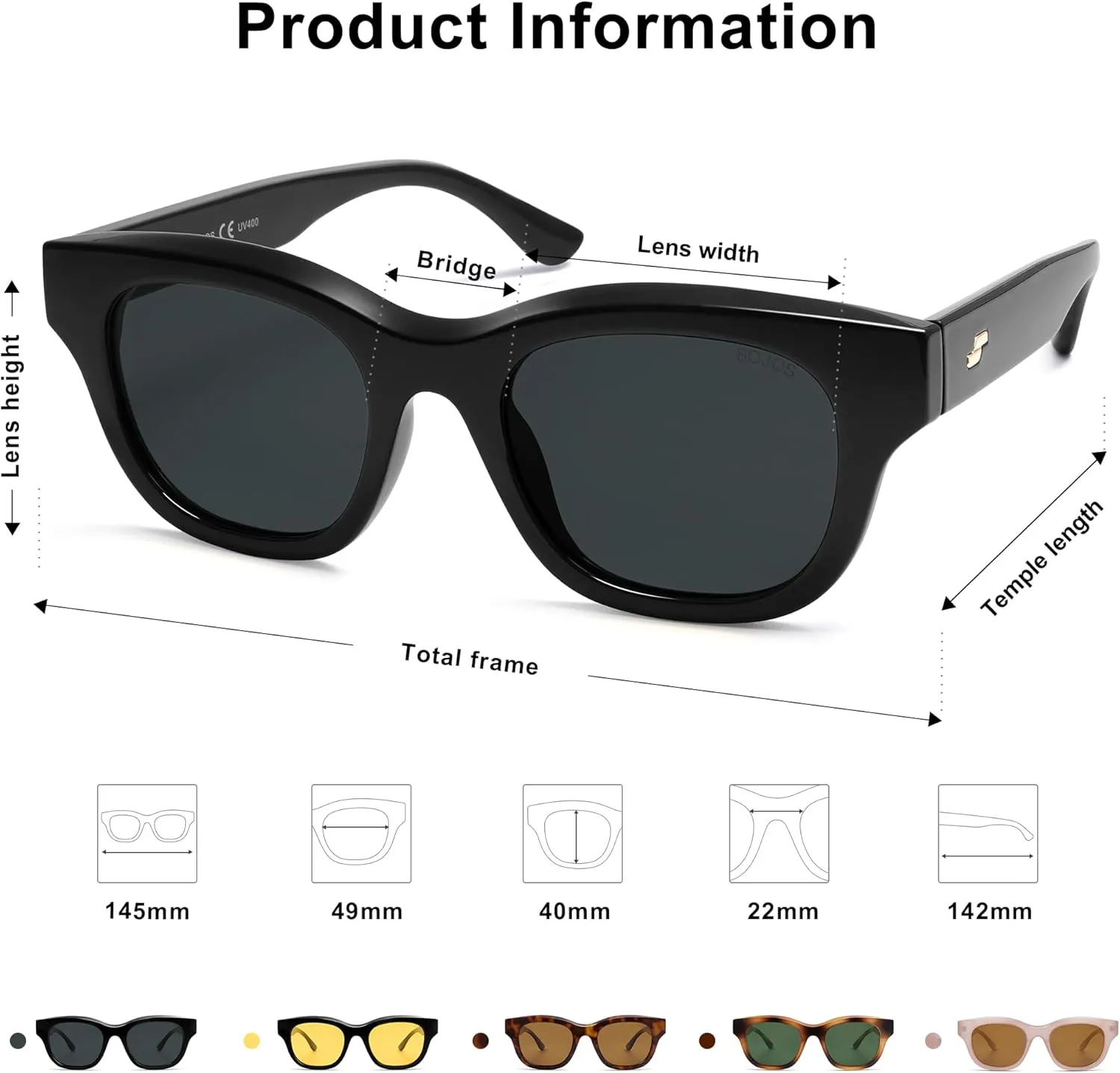 SOJOS Polarized Sunglasses womens men Trendy Small Designer Shades SJ2289