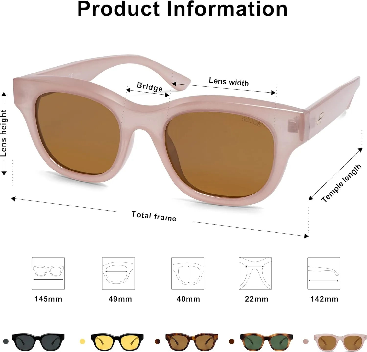 SOJOS Polarized Sunglasses womens men Trendy Small Designer Shades SJ2289