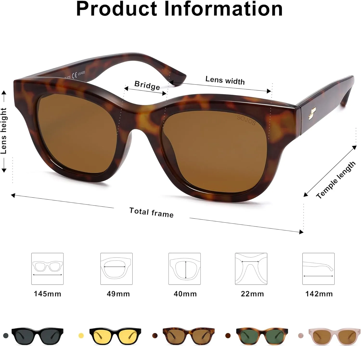 SOJOS Polarized Sunglasses womens men Trendy Small Designer Shades SJ2289