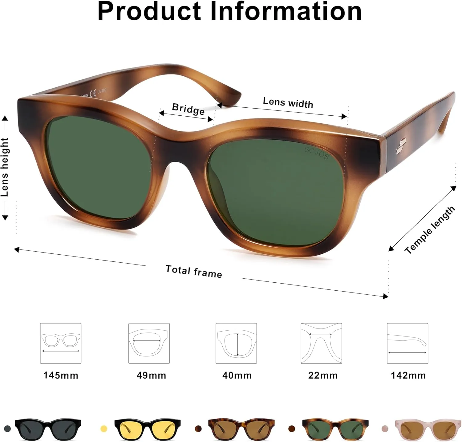 SOJOS Polarized Sunglasses womens men Trendy Small Designer Shades SJ2289