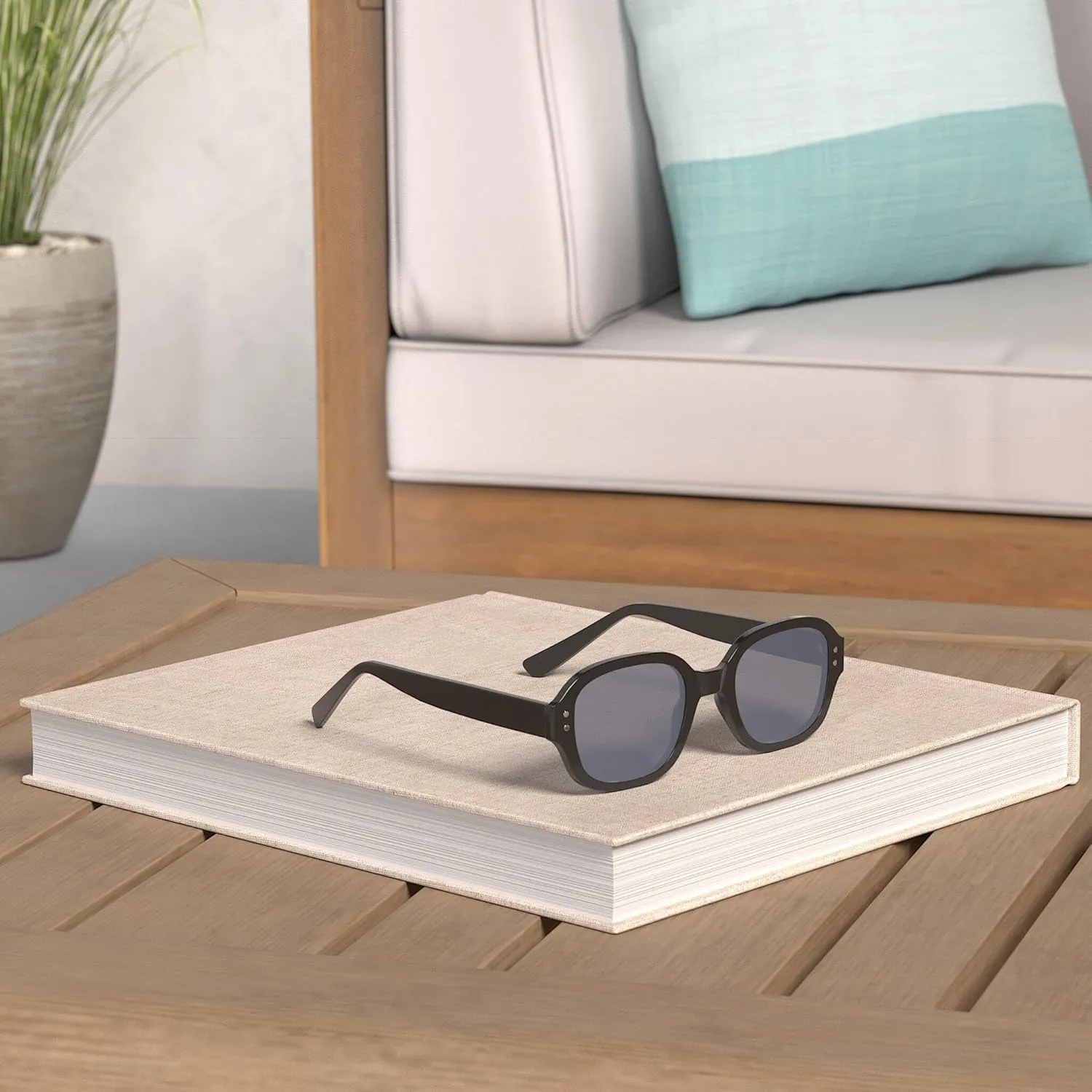 SOJOS Rectangle Sunglasses for Women Vintage Trendy Outdoor Travel Sun Glasses Square Frame SJ2218