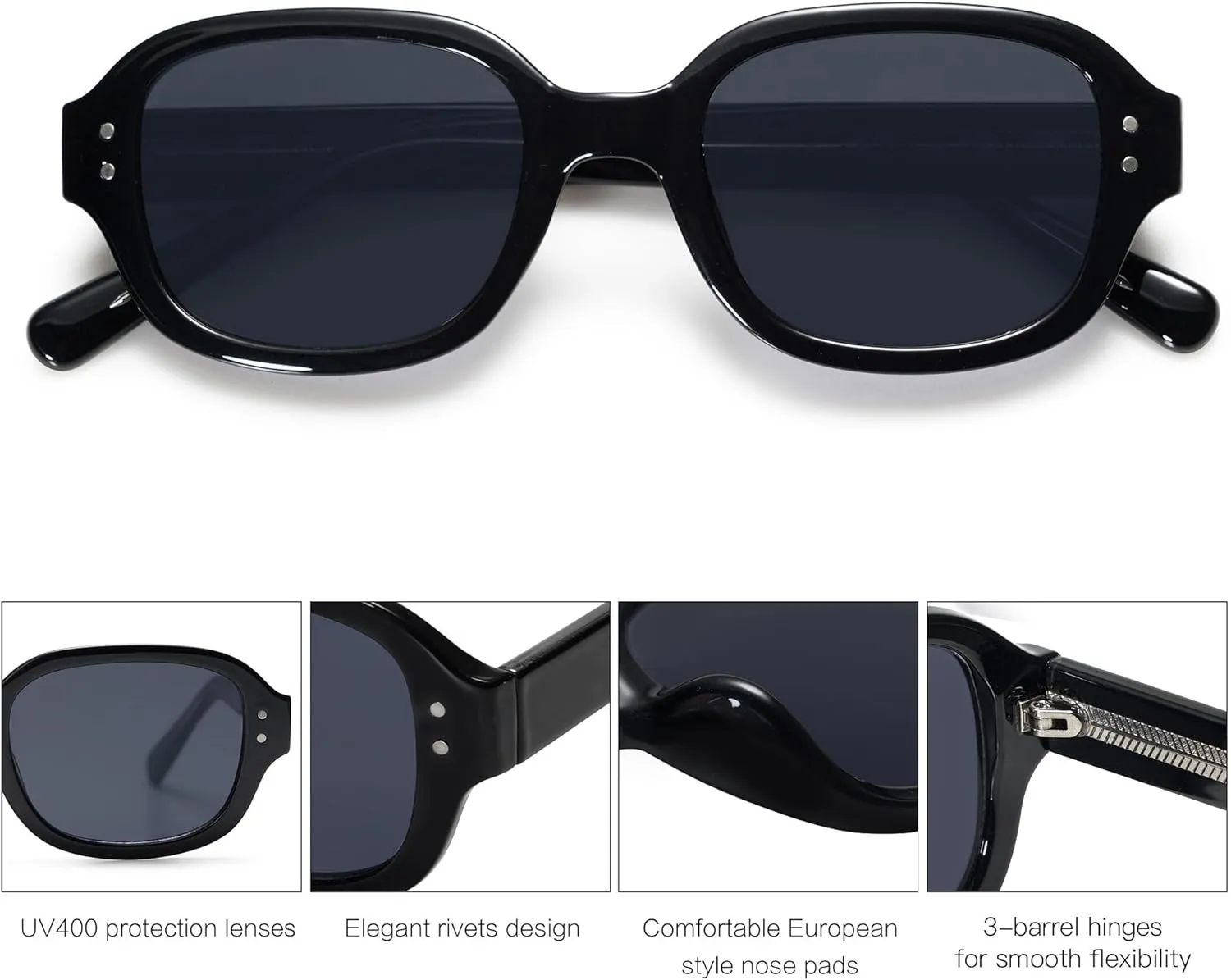 SOJOS Rectangle Sunglasses for Women Vintage Trendy Outdoor Travel Sun Glasses Square Frame SJ2218