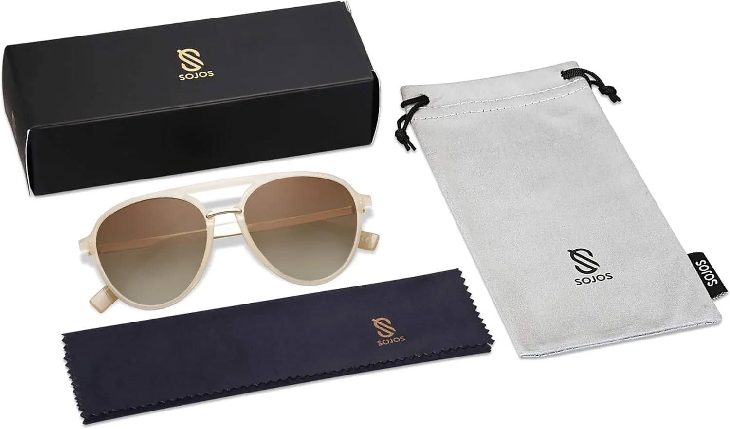SOJOS Retro Aviator Polarized Sunglasses for Women Men Double Bridge Ladies Shades