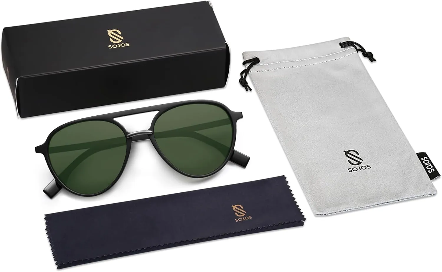 SOJOS Retro Aviator Polarized Sunglasses for Women Men Double Bridge Ladies Shades