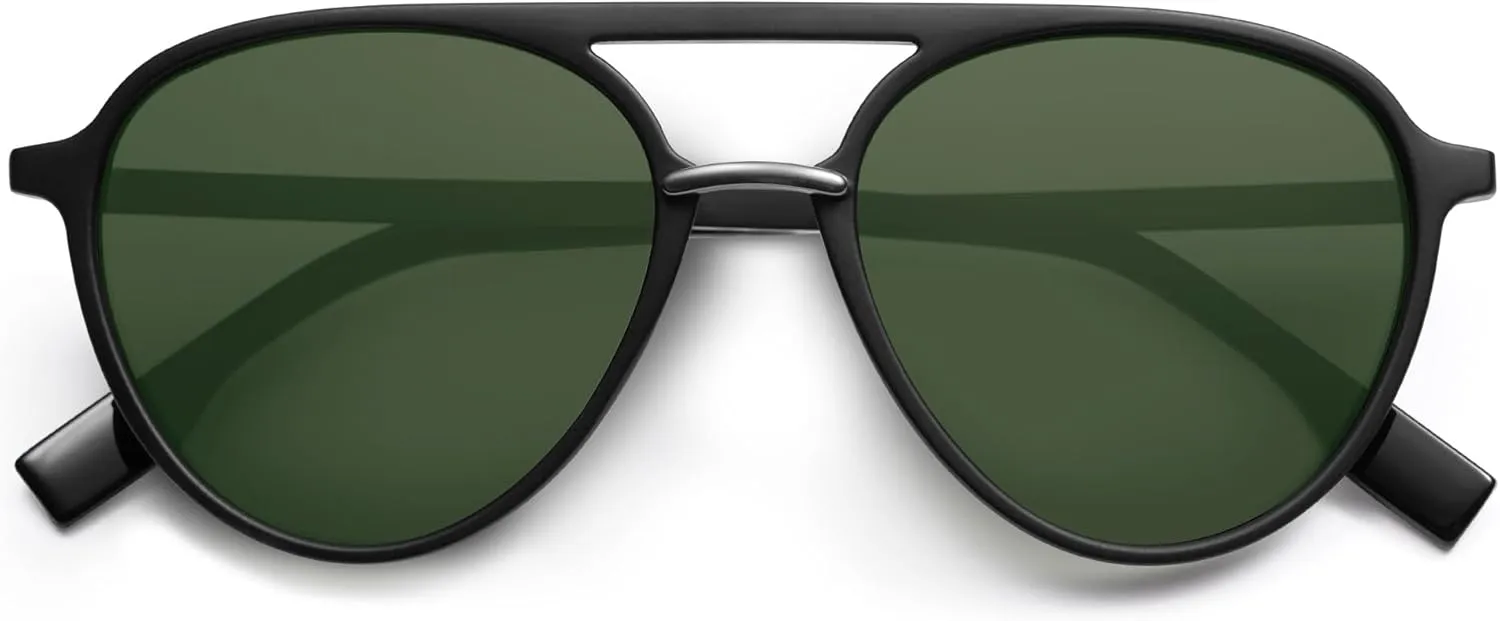 SOJOS Retro Aviator Polarized Sunglasses for Women Men Double Bridge Ladies Shades