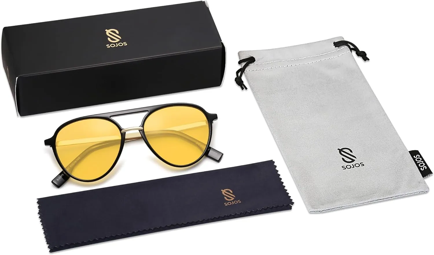 SOJOS Retro Aviator Polarized Sunglasses for Women Men Double Bridge Ladies Shades