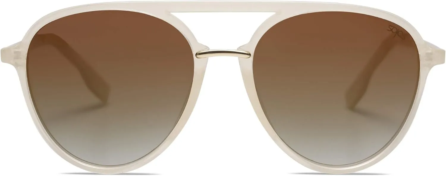 SOJOS Retro Aviator Polarized Sunglasses for Women Men Double Bridge Ladies Shades