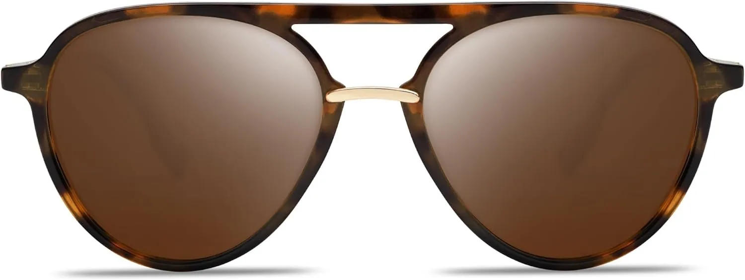 SOJOS Retro Aviator Polarized Sunglasses for Women Men Double Bridge Ladies Shades