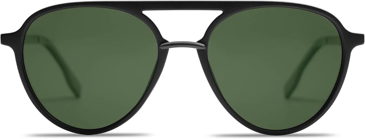 SOJOS Retro Aviator Polarized Sunglasses for Women Men Double Bridge Ladies Shades
