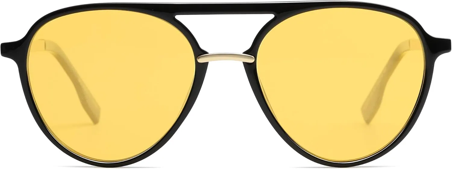 SOJOS Retro Aviator Polarized Sunglasses for Women Men Double Bridge Ladies Shades