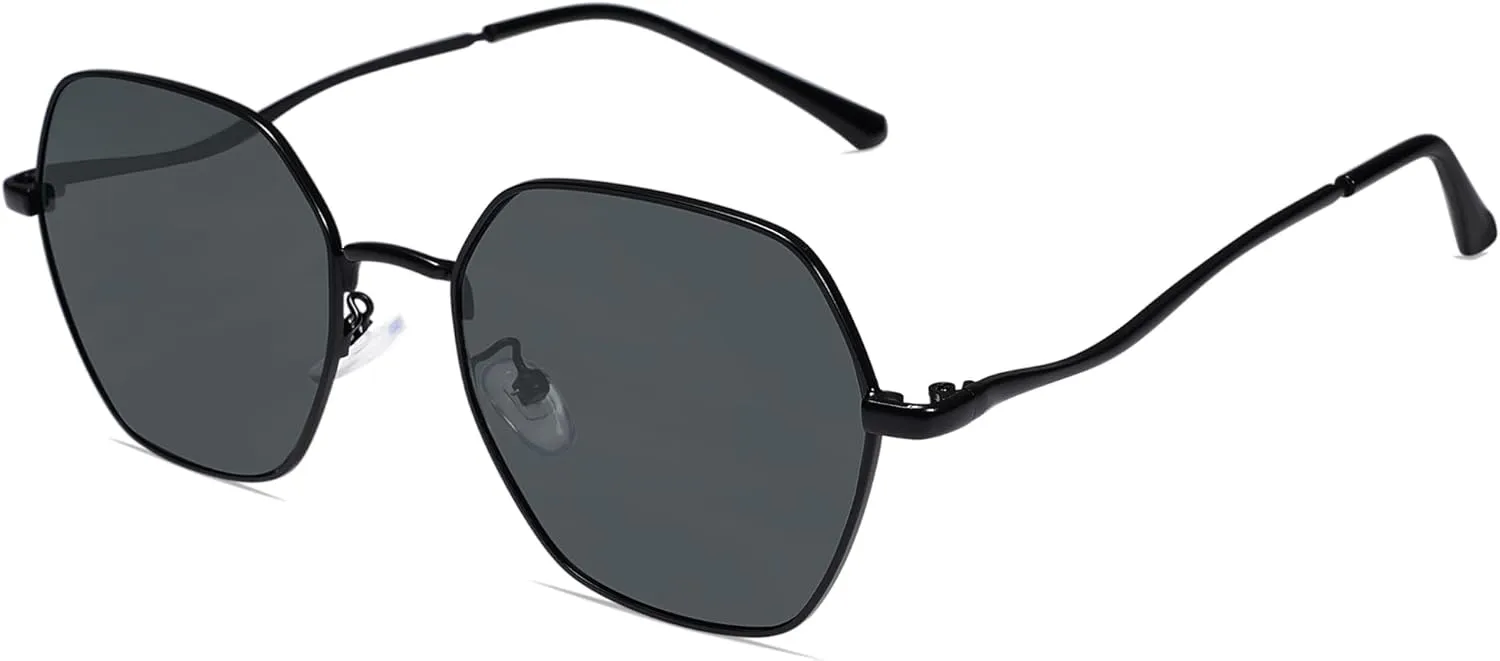 SOJOS Retro Hexagon Square Polarized Sunglasses for Women Men Vintage Hexagonal Polygon Shades SJ1101
