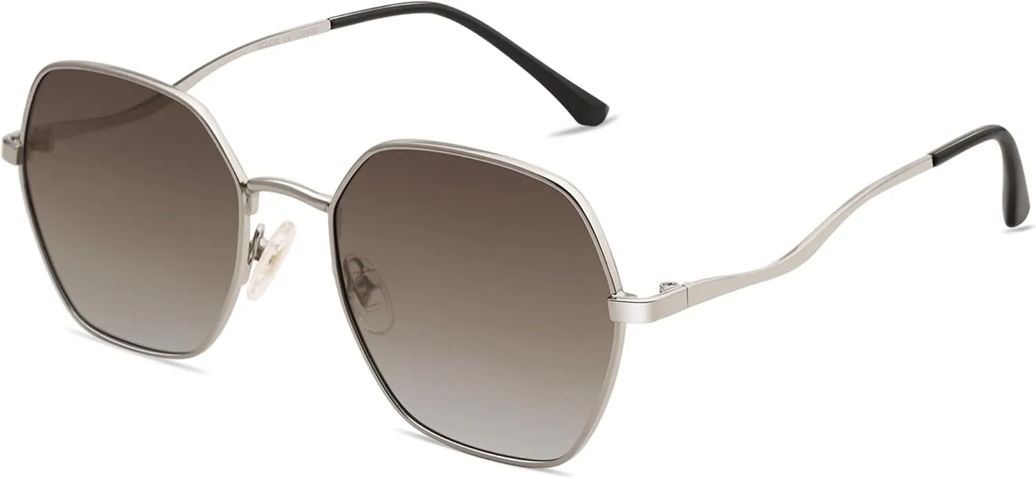 SOJOS Retro Hexagon Square Polarized Sunglasses for Women Men Vintage Hexagonal Polygon Shades SJ1101