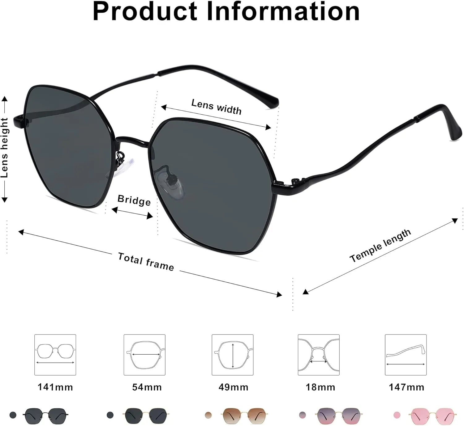 SOJOS Retro Hexagon Square Polarized Sunglasses for Women Men Vintage Hexagonal Polygon Shades SJ1101