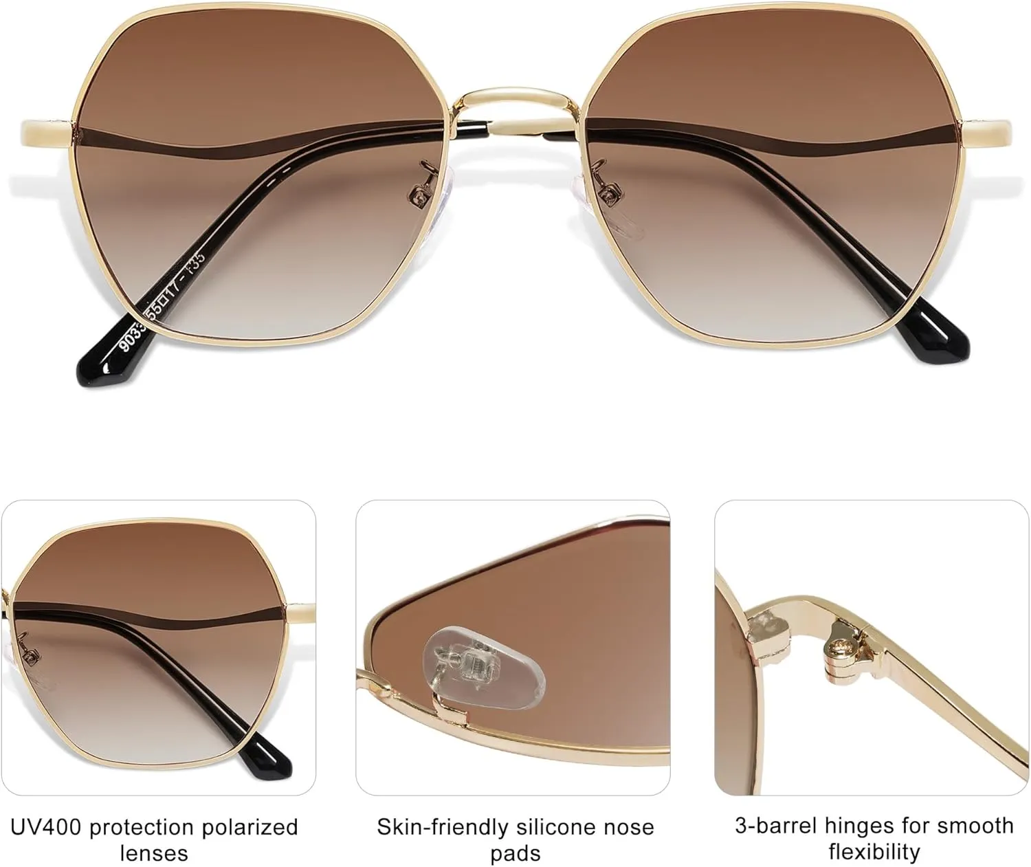 SOJOS Retro Hexagon Square Polarized Sunglasses for Women Men Vintage Hexagonal Polygon Shades SJ1101