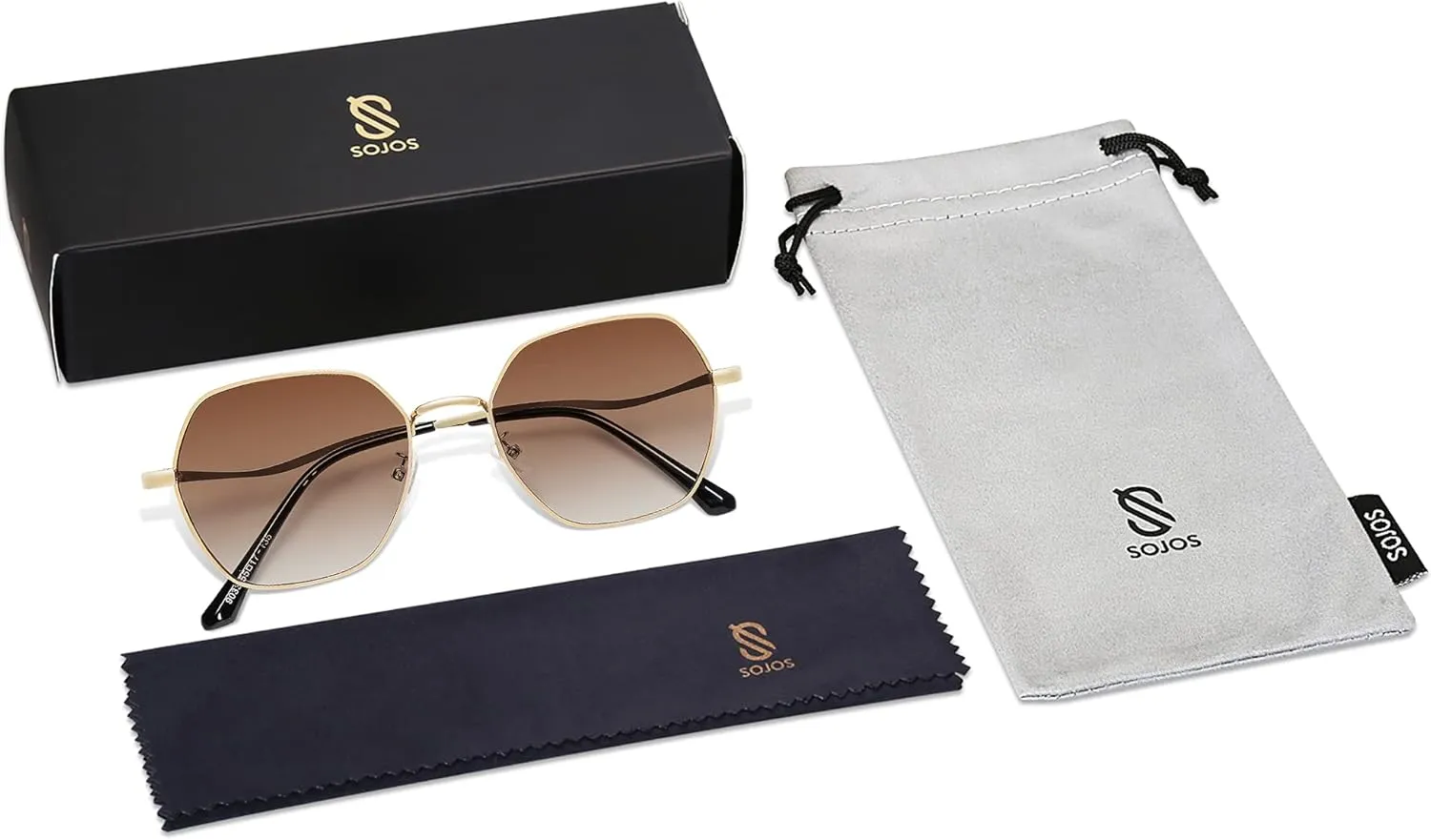 SOJOS Retro Hexagon Square Polarized Sunglasses for Women Men Vintage Hexagonal Polygon Shades SJ1101