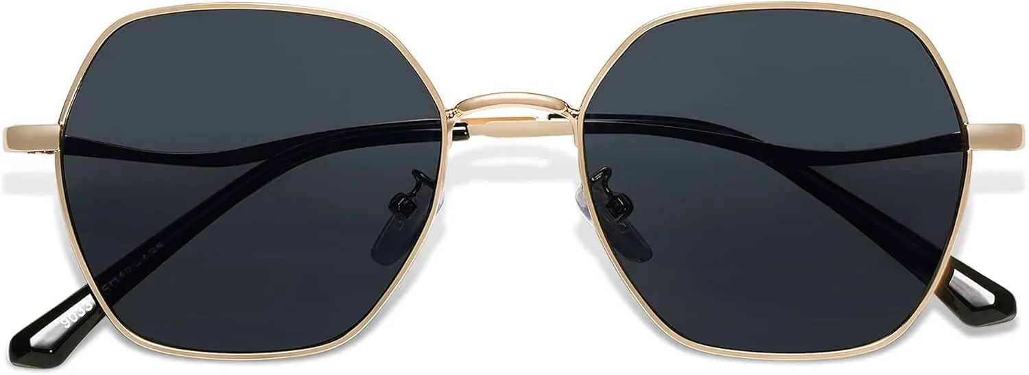 SOJOS Retro Hexagon Square Polarized Sunglasses for Women Men Vintage Hexagonal Polygon Shades SJ1101