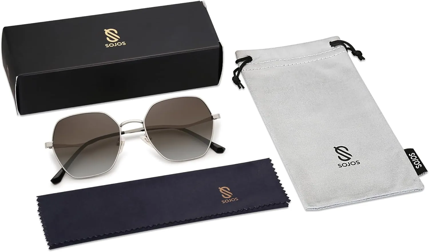 SOJOS Retro Hexagon Square Polarized Sunglasses for Women Men Vintage Hexagonal Polygon Shades SJ1101