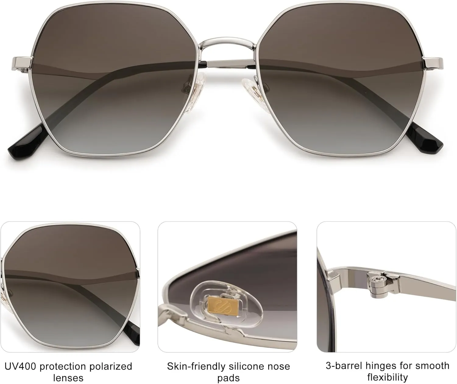 SOJOS Retro Hexagon Square Polarized Sunglasses for Women Men Vintage Hexagonal Polygon Shades SJ1101