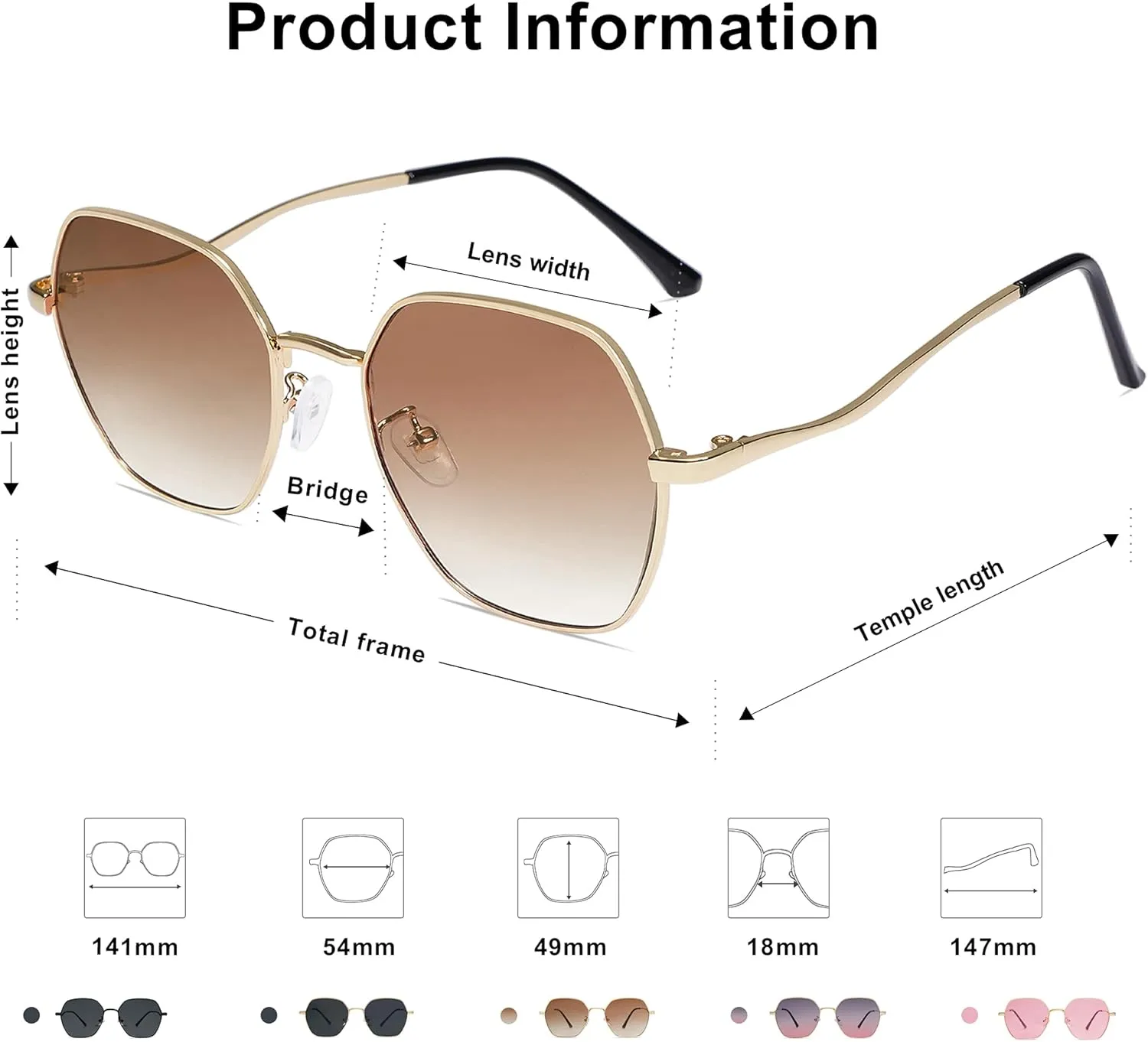 SOJOS Retro Hexagon Square Polarized Sunglasses for Women Men Vintage Hexagonal Polygon Shades SJ1101
