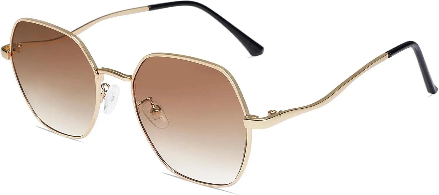 SOJOS Retro Hexagon Square Polarized Sunglasses for Women Men Vintage Hexagonal Polygon Shades SJ1101